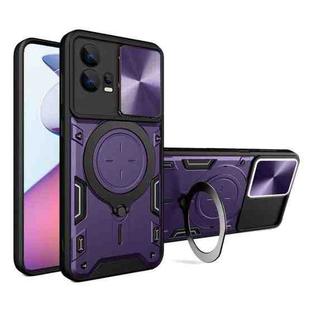 For Motorola Edge 30 Fusion CD Texture Sliding Camshield Magnetic Holder Phone Case(Purple)