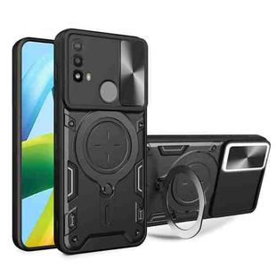 For Motorola Moto E20 / E30 / E40 CD Texture Sliding Camshield Magnetic Holder Phone Case(Black)