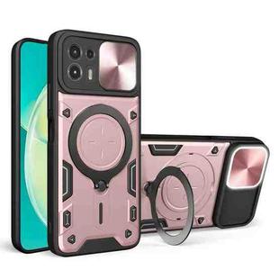 For Motorola Edge 20 Lite CD Texture Sliding Camshield Magnetic Holder Phone Case(Pink)