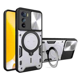 For Motorola Edge 30 CD Texture Sliding Camshield Magnetic Holder Phone Case(Silver)