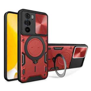 For Motorola Edge 30 Pro CD Texture Sliding Camshield Magnetic Holder Phone Case(Red)