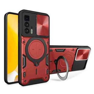 For Motorola Edge 20 Pro CD Texture Sliding Camshield Magnetic Holder Phone Case(Red)