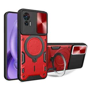For Motorola Edge 30 Neo CD Texture Sliding Camshield Magnetic Holder Phone Case(Red)