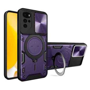 For Motorola Moto G22 / E32 CD Texture Sliding Camshield Magnetic Holder Phone Case(Purple)