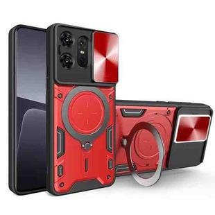 For Motorola Edge 50 Pro Global CD Texture Sliding Camshield Magnetic Holder Phone Case(Red)