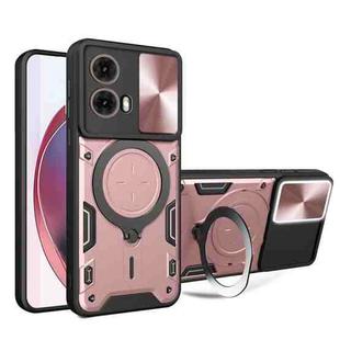 For Motorola Moto G85 CD Texture Sliding Camshield Magnetic Holder Phone Case(Pink)