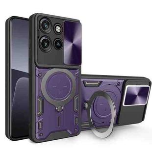 For Motorola Edge 50 Neo CD Texture Sliding Camshield Magnetic Holder Phone Case(Purple)