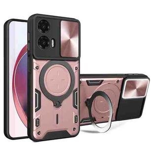 For Motorola Moto G35 CD Texture Sliding Camshield Magnetic Holder Phone Case(Pink)