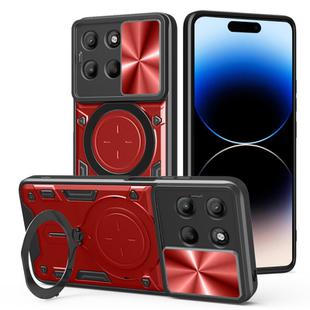 For Motorola Moto G15 CD Texture Sliding Camshield Magnetic Holder Phone Case(Red)