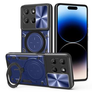 For Motorola Moto G15 CD Texture Sliding Camshield Magnetic Holder Phone Case(Blue)