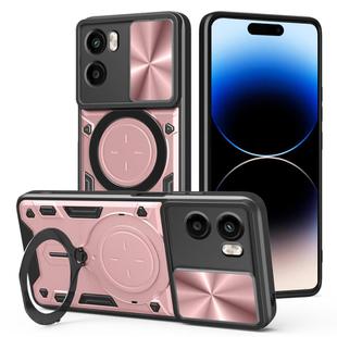 For Motorola Moto G05 CD Texture Sliding Camshield Magnetic Holder Phone Case(Pink)