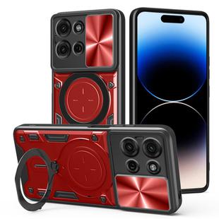 For Motorola Moto G75 5G CD Texture Sliding Camshield Magnetic Holder Phone Case(Red)