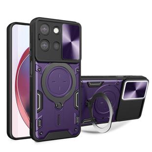 For Motorola Moto G 2025 CD Texture Sliding Camshield Magnetic Holder Phone Case(Purple)