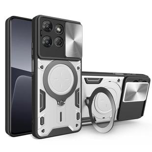 For Motorola Moto G Power 2025 CD Texture Sliding Camshield Magnetic Holder Phone Case(Silver)
