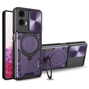 For Motorola Moto G24 Power CD Texture Sliding Camshield Magnetic Holder Phone Case(Purple)