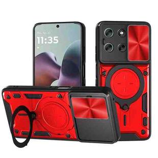 For Motorola Moto G56 5G CD Texture Sliding Camshield Magnetic Holder Phone Case(Red)