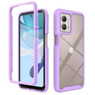 For Motorola Moto G53 Starry Sky Solid Color Shockproof TPU Clear PC Phone Case(Purple)