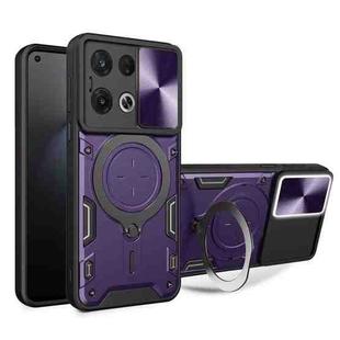 For OPPO Reno8 Pro 5G CD Texture Sliding Camshield Magnetic Holder Phone Case(Purple)