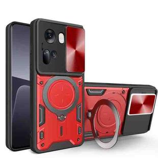 For OPPO Reno11 5G Global CD Texture Sliding Camshield Magnetic Holder Phone Case(Red)