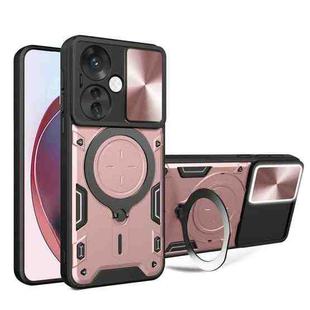 For OPPO Reno11 F 5G Global CD Texture Sliding Camshield Magnetic Holder Phone Case(Pink)