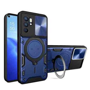 For OPPO Reno 6 4G CD Texture Sliding Camshield Magnetic Holder Phone Case(Blue)