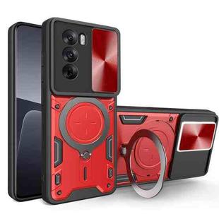 For OPPO Reno12 Pro 5G Global CD Texture Sliding Camshield Magnetic Holder Phone Case(Red)