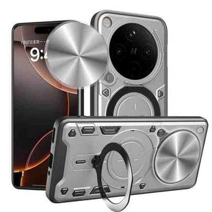 For OPPO Find X8 Pro CD Texture Sliding Camshield Magnetic Holder Phone Case(Silver)