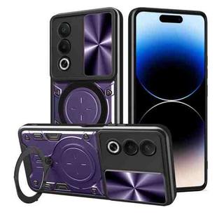 For OPPO A3 Pro 5G India CD Texture Sliding Camshield Magnetic Holder Phone Case(Purple)