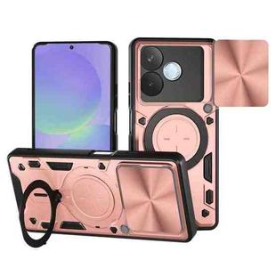 For OPPO A5 Pro 5G Global CD Texture Sliding Camshield Magnetic Holder Phone Case(Pink)