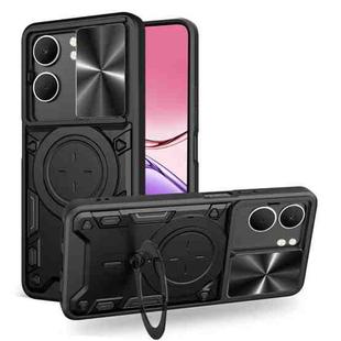 For OPPO A5 5G Global / A5x 5G CD Texture Sliding Camshield Magnetic Holder Phone Case(Black)