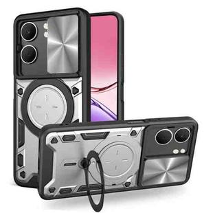 For OPPO A5 5G Global / A5x 5G CD Texture Sliding Camshield Magnetic Holder Phone Case(Silver)