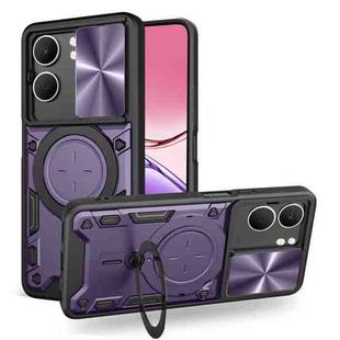 For OPPO A5 5G Global / A5x 5G CD Texture Sliding Camshield Magnetic Holder Phone Case(Purple)