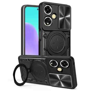 For OPPO A59 5G Global CD Texture Sliding Camshield Magnetic Holder Phone Case(Black)