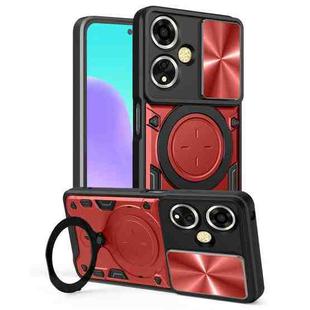 For OPPO A59 5G Global CD Texture Sliding Camshield Magnetic Holder Phone Case(Red)