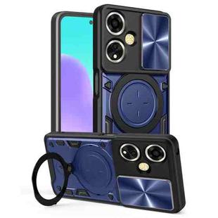 For OPPO A59 5G Global CD Texture Sliding Camshield Magnetic Holder Phone Case(Blue)
