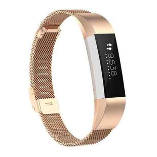 For Fitbit Alta / Alta HR / ACE Watch Button Mesh Metal Replacement Strap Watchband, Size:S(Rose Gold)