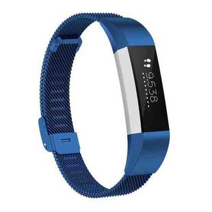 For Fitbit Alta / Alta HR / ACE Watch Button Mesh Metal Replacement Strap Watchband, Size:L(Dark Blue)