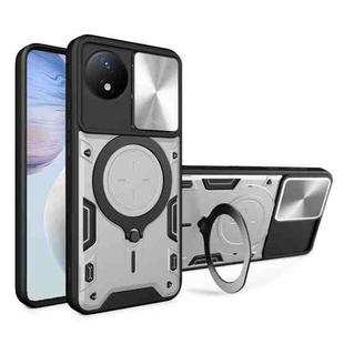 For vivo Y02 Global CD Texture Sliding Camshield Magnetic Holder Phone Case(Silver)