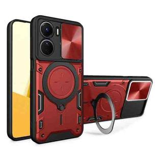 For vivo Y16 CD Texture Sliding Camshield Magnetic Holder Phone Case(Red)