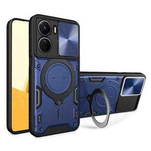 For vivo Y16 CD Texture Sliding Camshield Magnetic Holder Phone Case(Blue)