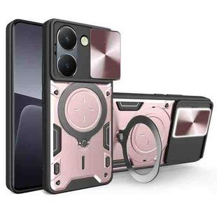 For vivo Y36 4G / 5G CD Texture Sliding Camshield Magnetic Holder Phone Case(Pink)