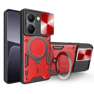 For vivo Y36 4G / 5G CD Texture Sliding Camshield Magnetic Holder Phone Case(Red)