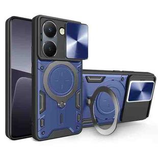 For vivo Y36 4G / 5G CD Texture Sliding Camshield Magnetic Holder Phone Case(Blue)