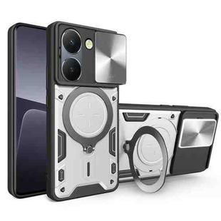 For vivo Y36 4G / 5G CD Texture Sliding Camshield Magnetic Holder Phone Case(Silver)
