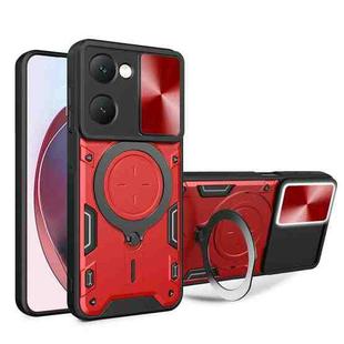 For vivo Y03 / Y18 / Y18e 4G CD Texture Sliding Camshield Magnetic Holder Phone Case(Red)