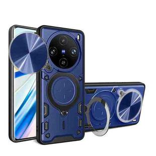 For vivo X100 Pro 5G CD Texture Sliding Camshield Magnetic Holder Phone Case(Blue)