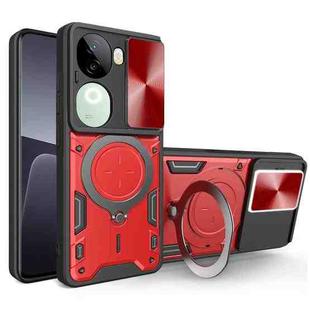 For vivo iQOO Z9s 5G CD Texture Sliding Camshield Magnetic Holder Phone Case(Red)