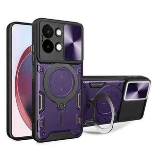 For vivo Y28 4G CD Texture Sliding Camshield Magnetic Holder Phone Case(Purple)