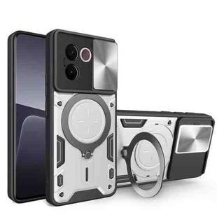 For vivo V30e 5G Global CD Texture Sliding Camshield Magnetic Holder Phone Case(Silver)