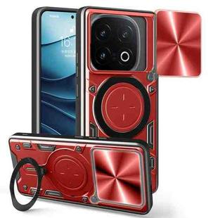 For vivo iQOO 13 CD Texture Sliding Camshield Magnetic Holder Phone Case(Red)